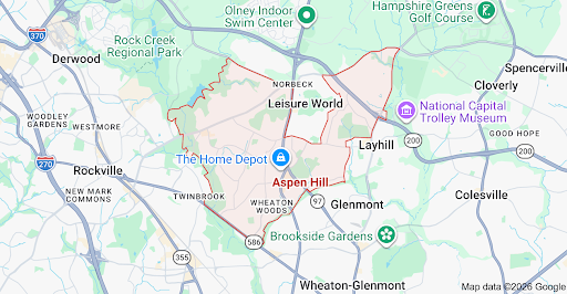 Aspen Hill MD Service Area Map