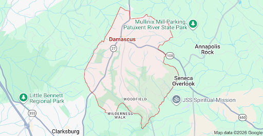 Damascus MD Service Area Map