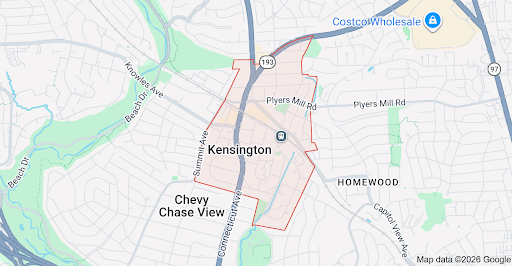 Kensington MD Service Area Map