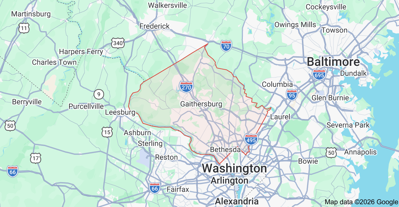 Montgomery County MD Service Area Map