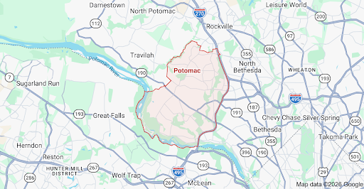 Potomac MD Service Area Map