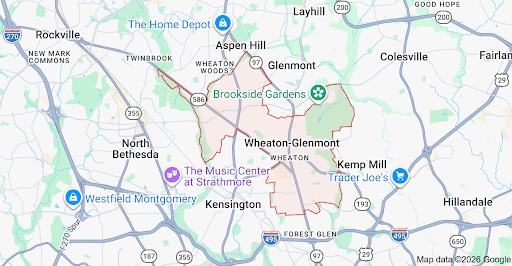 Wheaton MD Service Area Map