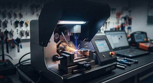 High-precision CNC laser key cutting machine used for car key replacement in North Bethesda MD